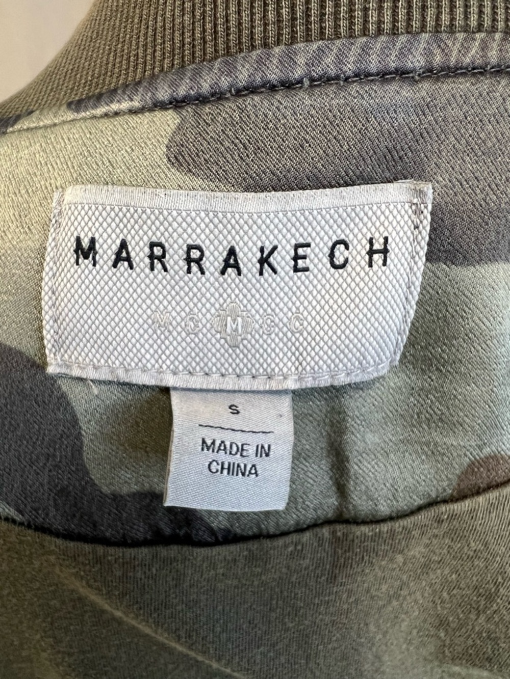 Marrakech Camo Bomber Jacket Olive Green Sz S Street Style Corpcore Military - Picture 5 of 8